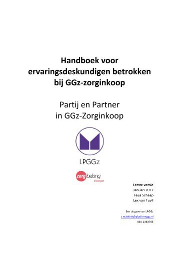 Handboek zorginkoop - Landelijk Platform GGz