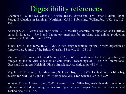 Digestibility - Department of Animal Sciences