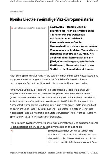 Monika Liedtke zweimalige Vize-Europameisterin - Sommerbiathlon ...