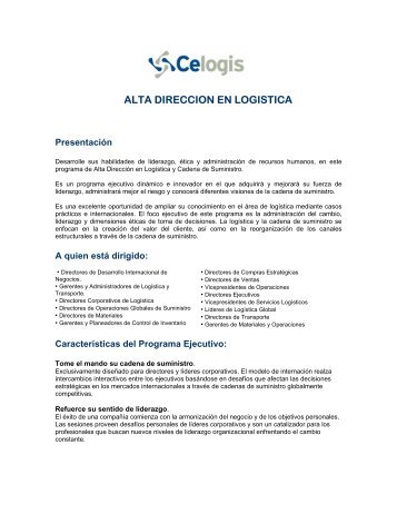 ALTA DIRECCION EN LOGISTICA - Celogis