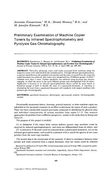 Preliminary Examination of Machine Copier Toners by ... - Library