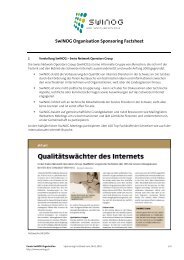 SwiNOG Organisation Sponsoring Factsheet