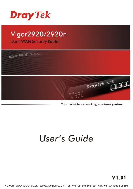 Draytek 2920 Series User Manual (PDF)