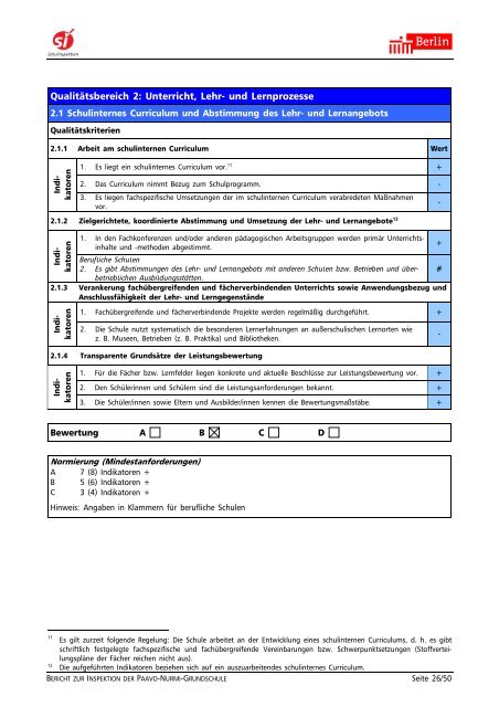 Bericht zur Inspektion der Schule.pdf [471 KB] - Paavo-Nurmi ...