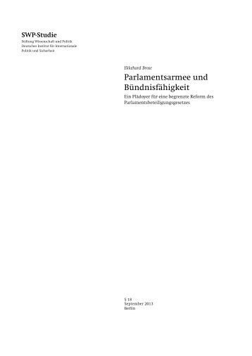 Parlamentsarmee und Bündnisfähigkeit - Stiftung Wissenschaft und ...