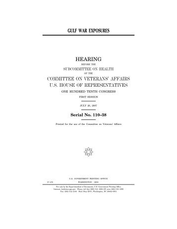 gulf war exposures hearing committee on veterans - Veterans Law ...