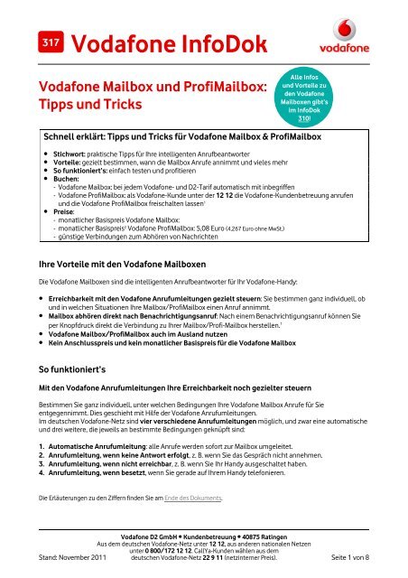 Infodok 317: Vodafone-Mailbox und -Profimailbox: Tipps und Tricks