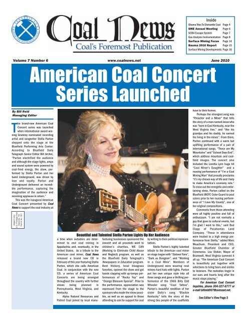 American Coal Concert Series Launched - Coal News