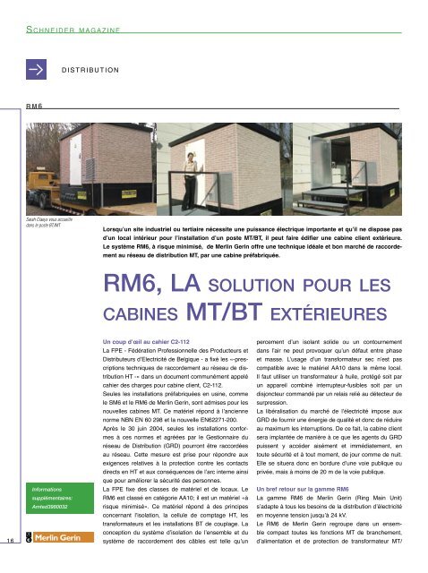 RM6, LA SOLUTION POUR LES CABINES MT/BT EXTÃƒÂ‰RIEURES