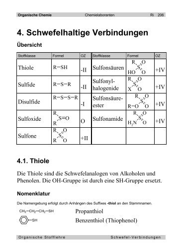 Schwefelverbindungen - Ricki.ch