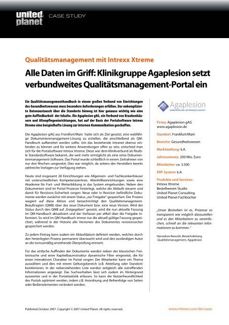 Daten im Griff: Klinikgruppe Agaplesion setzt ... - QuinScape