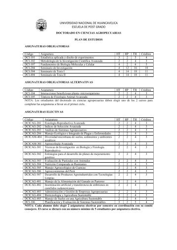 Plan de estudios - Universidad Nacional de Huancavelica