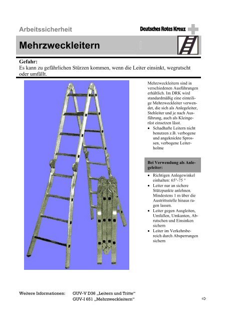 Merkblatt "Mehrzweckleitern"