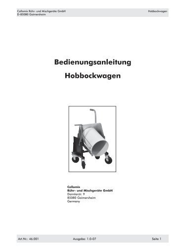 Bedienungsanleitung Hobbockwagen - Collomix
