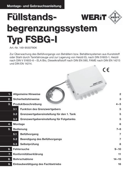 Anleitung FÃ¼llstandsbegrenzungssystem FSB - Werit ...