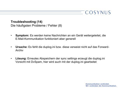 Troubleshooting - Cosynus