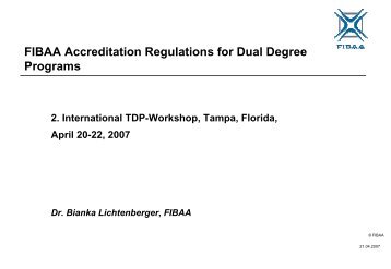 FIBAA Accreditation Regulations for Dual Degree Programs Bianka ...