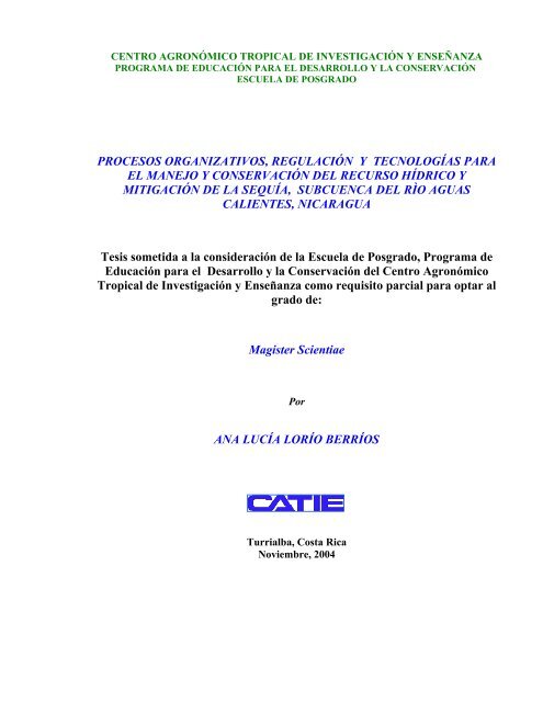 Procesos organizativos regulaciÃ³n y tecnologÃ­as ... - Portal Cuencas