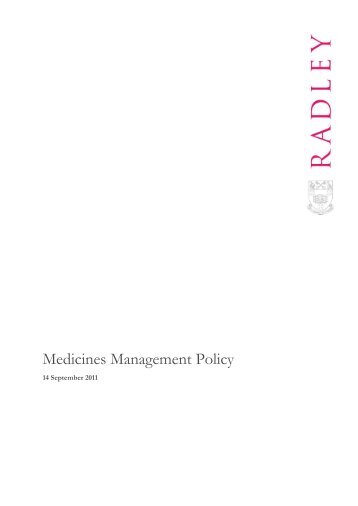 Medicines Management Policy - Radley College