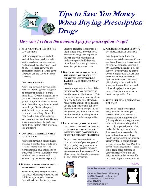 Tips to Save You Money When Buying Prescription Drugs - Board of ...