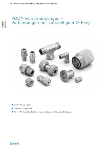 VCOÂ® Verschraubungen Verbindungen mit ... - Swagelok