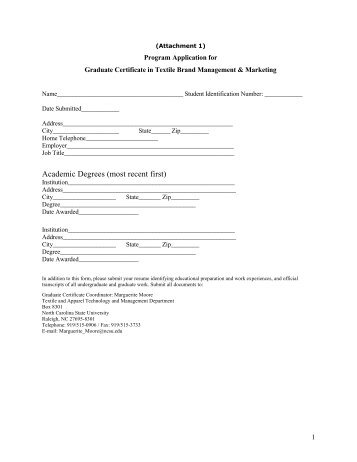 Application Form - North Carolina State University