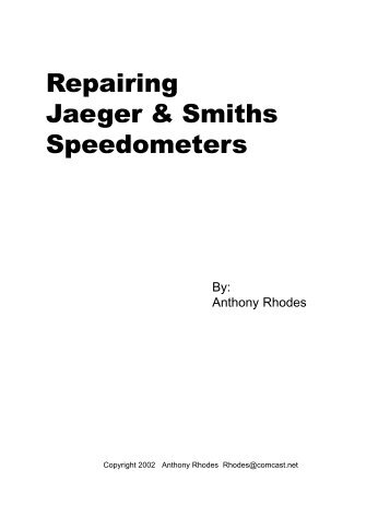 Repairing Jaeger & Smiths Speedometers