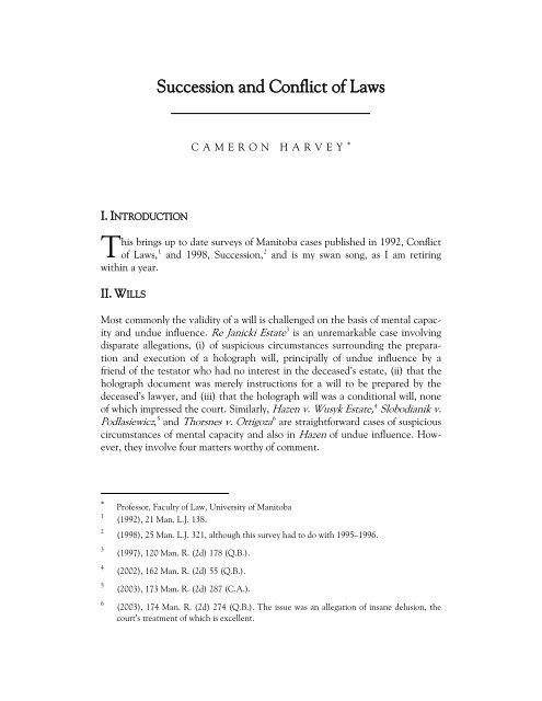 harvey-succession and conflict of laws.pdf - Robson Hall Faculty of ...