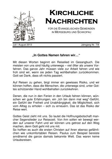 KIRCHLICHE NACHRICHTEN - des Kirchspiels Merseburg