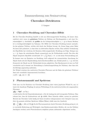 Zusammenfassung zum Seminarvortrag Cherenkov-Detektoren