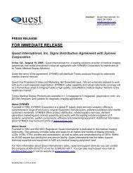 Quest International Signs Distribution Agreement with SYNNEX ...