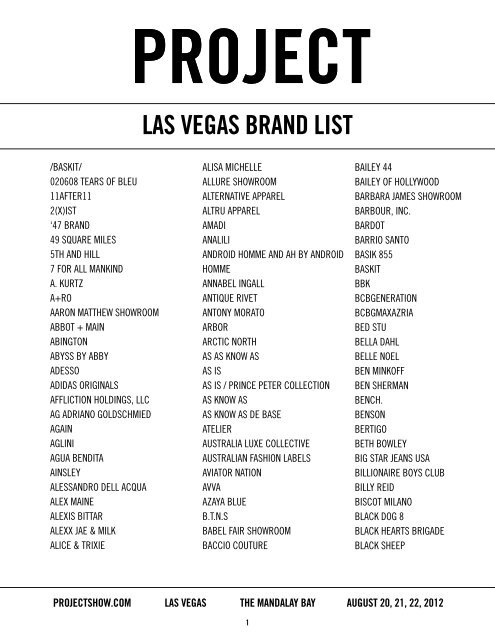 Las Vegas Brand List Project