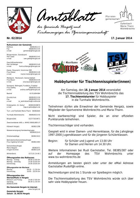 Amtsblatt der Gemeinde Hergatz