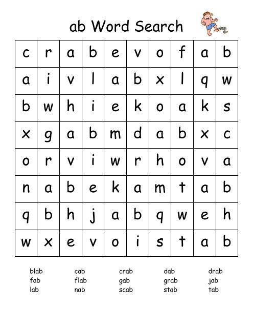 ab Word Search c r a b e v o f a b a i v l a b x l q w b ... - Word Way