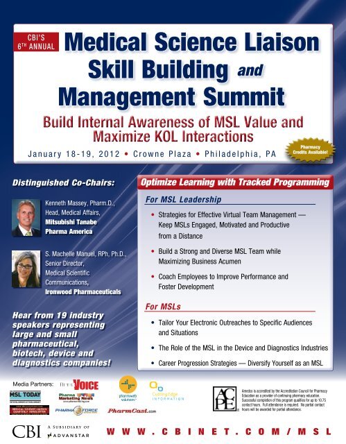 Medical Science Liaison Skill Building and Management Summit - CBI