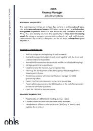OBIS Finance Manager Job description