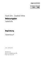 Stadt Ulm Stadtteil Mitte Bebauungsplan Sedelhöfe Vorentwurf