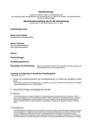 Abschlussbeurteilung Schulleitung