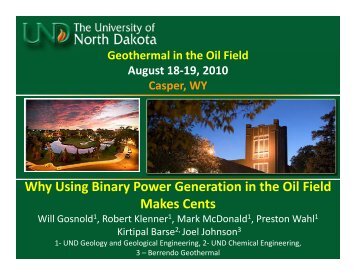 Why Using Binary Power Generation in the Oil Field Why ... - RMOTC