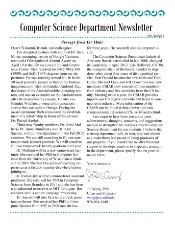 Computer Science Department Newsletter