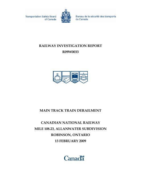Railwordstrack Worker Report.pdf railway investigation report r09w0033 main track train derailment ...