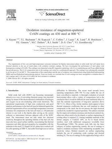 Oxidation resistance of magnetron-sputtered CrAlN coatings on 430 ...