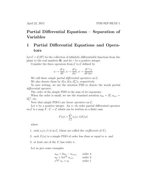 partial differential equations examples