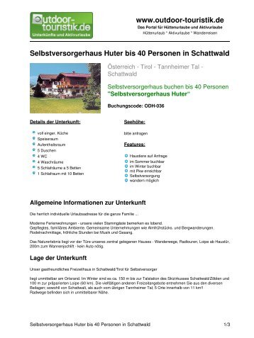 Selbstversorgerhaus Huter bis 40 Personen in ... - Outdoor-Touristik