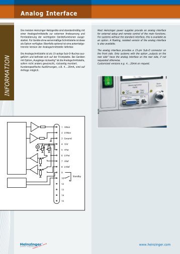 INFORMATION Analog Interface - HEINZINGER ELECTRONIC