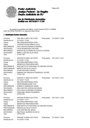 JustiÃ§a Federal - 2a RegiÃ£o Poder JudiciÃ¡rio SeÃ§Ã£o JudiciÃ¡ria do RJ