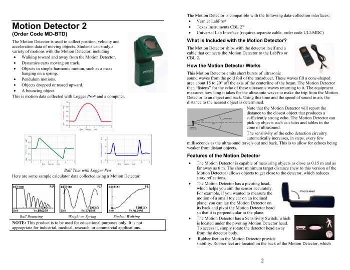 Motion Detector 2 - Vernier Software & Technology