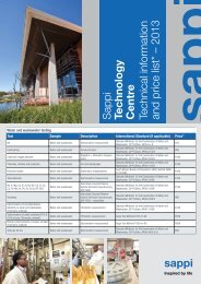 Sappi Technology Centre Technical information and price list* – 2013