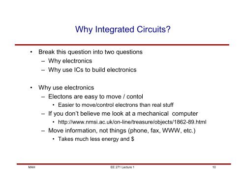 EE271 Introduction to VLSI Systems Mark Horowitz