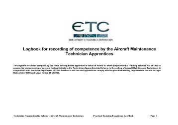 Logbook for recording of competence by the Aircraft - Employment ...